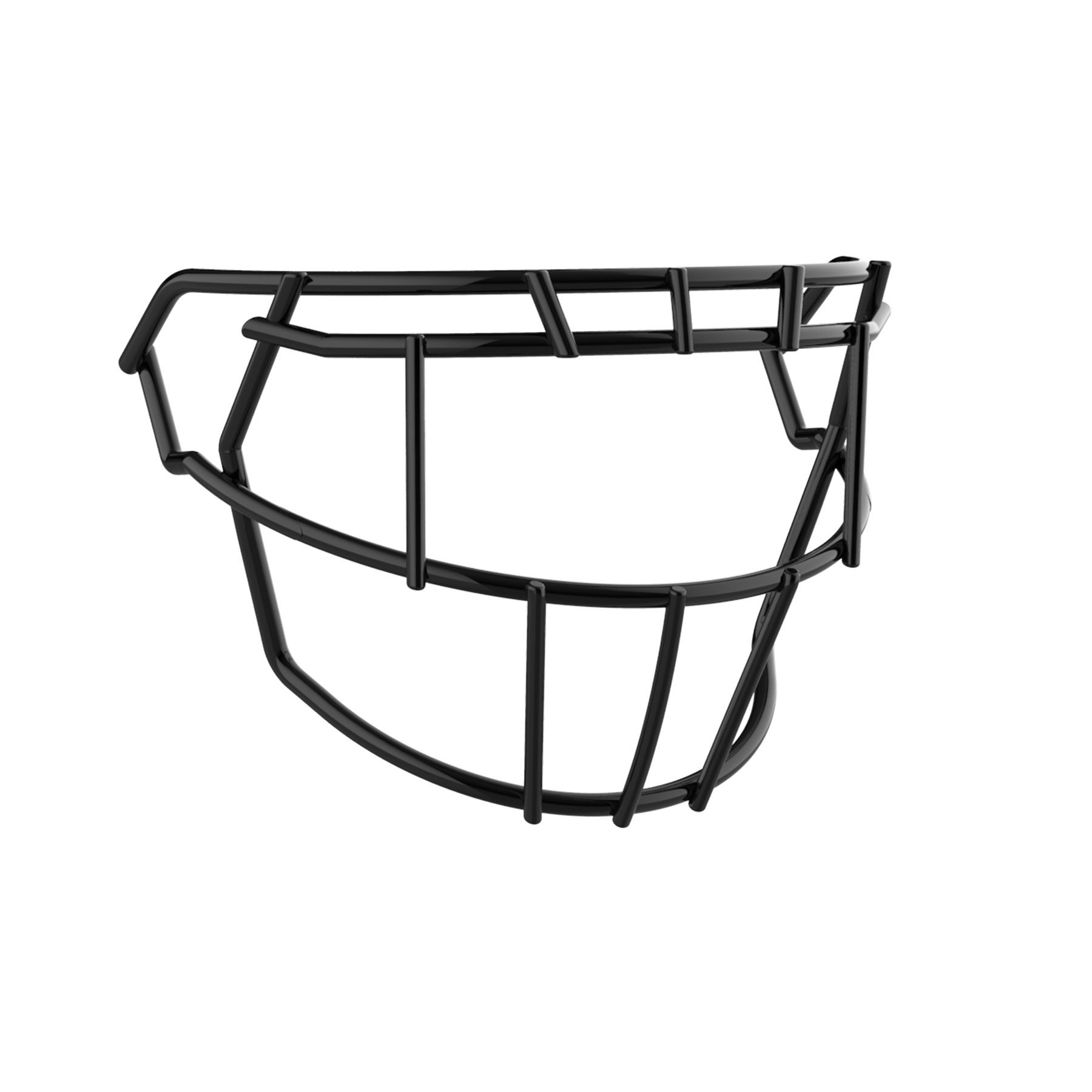 Schutt F7 EGOP II black tapered football faceguard with raised brow design for impact deflection and visor compatibility