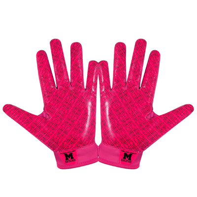 Reyrr ZERO pink football gloves with vibrant design and GripTech palm for superior control.