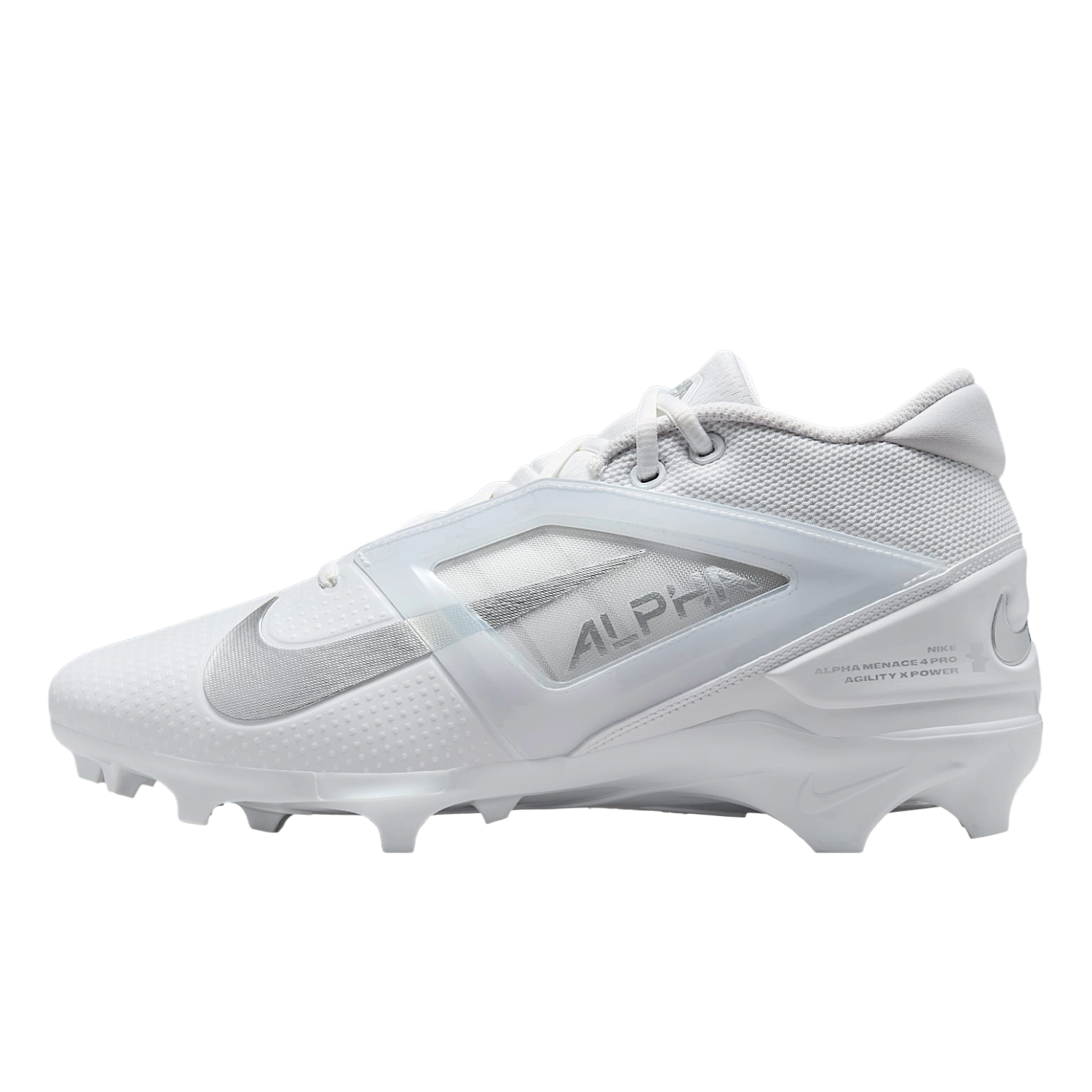 White sports shoe with 'Alpha' branding on a white background