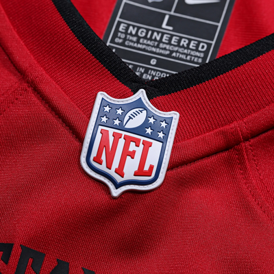 Tampa Bay Buccaneers red Game Jersey on model