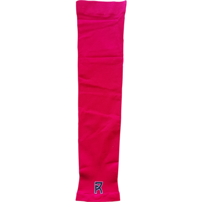 Reyrr Compression Arm Sleeve in bright pink, breathable and elastic fabric for UV protection and sweat wicking